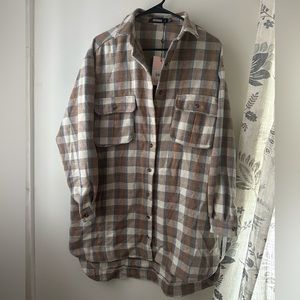 Missguided - Oversized Shirt Dress Brushed Checker - 10